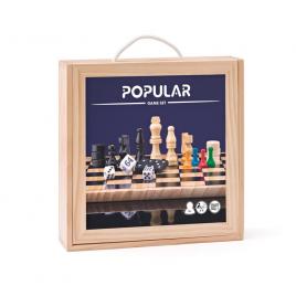 Set jocuri clasice din lemn woodyland - sah, dame, table, domino, nu te supara, dame chinezesti, moara
