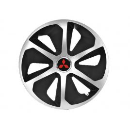 Set 4 capace roti roco gri-negru r15 pentru gama auto mitsubishi