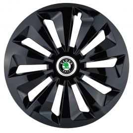Set 4 capace roti fox negru r16 pentru gama auto skoda