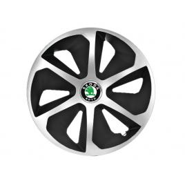 Set 4 capace roti roco gri-negru r15 pentru gama auto skoda