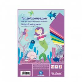 Hartie color 120g/mp, 23 x 33 cm, 20 f motiv mermaid