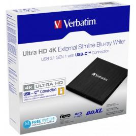 Verbatim external ultra hd 4k slimline blu-ray writer /usb c