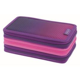 Penar echipat 31 piese 3 fermoare dip dye, culoare mov/roz
