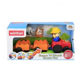 Winfun tractoras cu remorca si figurina fermier