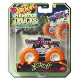 Hot wheels monster truck glow in the dark masinuta hotweiler scara 1:64