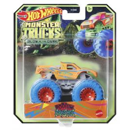 Hot wheels monster truck glow in the dark masinuta podium crasher scara 1:64