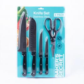 Set 5 piese cuțite și foarfecă de bucătărie baker's secret