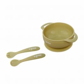 Set bol & lingurita silicon,olive,u-grow