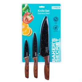 Set de 3 cutite de bucatarie + protectie lama baker's secret