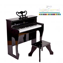 Jucarie din lemn - pian electronic negru inalt
