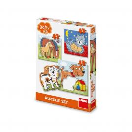 Puzzle 3 in 1, animalele si puii lor - dino toys