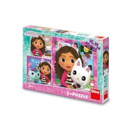 Puzzle gabby si prietenii, 3x55 piese - dino toys