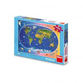 Puzzle harta lumii, 300 piese - dino toys