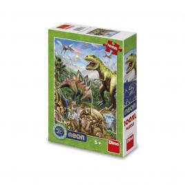 Puzzle neon dinozauri, 100 piese - dino toys