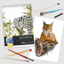 Bloc desen oxford mix media a4, 25 file, hartie 225 g/mp, fscÂ® mix70%,