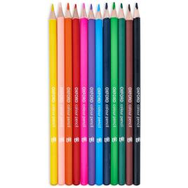 Creioane colorate oxford, varf 3mm, triunghiulare, set 12 + ascutitoare, in