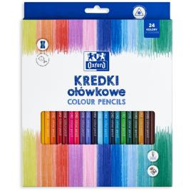 Creioane colorate oxford, varf 3mm, triunghiulare, set 24 + ascutitoare,