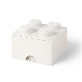Cutie depozitare lego 2x2 cu sertar, alb
