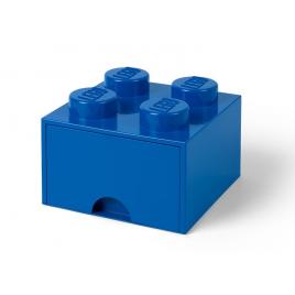 Cutie depozitare lego 2x2 cu sertar, albastru