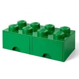Cutie depozitare lego 2x4 cu sertare, verde