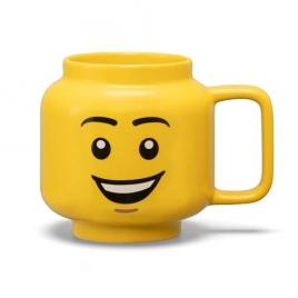 Cana mare lego din ceramica cap de baiat fericit