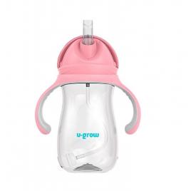 Cana cu pai tritan, roz, 300ml, u-grow