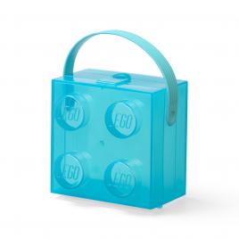 Cutie lego 2x2 - albastru transparent