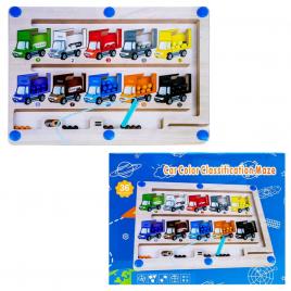 Joc magnetic din lemn, masinute