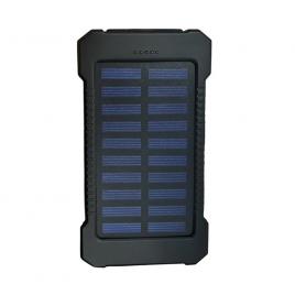 Baterie externa solara, Power Bank 5000 mAh, 2 x USB, 1 x Micro USB, lanterna LED, negru, Vivo B-126