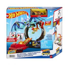 Pista inamicilor hot wheels city - bucla liliacului