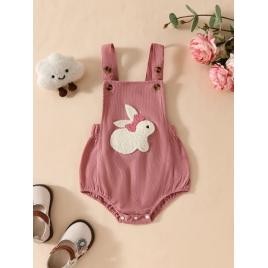 Salopeta roz pudra cu iepuras pentru bebelusi (marime disponibila: 3-6 luni