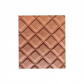 Material piele eco maro cu gaurele model romb / cusatura maro