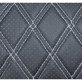 Material piele eco negru cu gaurele model romb / cusatura gri