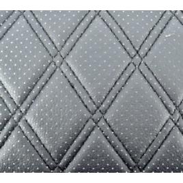 Material piele eco negru cu gaurele model romb / cusatura neagra