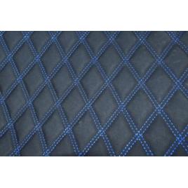 Material piele eco interior auto covorase tavita portbagaj negru cusatura albastra