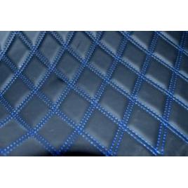 Material piele eco interior tapiterie auto romb negru cusatura albastra
