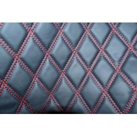 Material piele eco interior tapiterie auto romb negru cusatura rosie