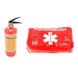 Set trusa medicala + stingator 1kg cu manomentru omologate 5 ani