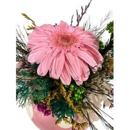 Vaza tip ciupercuta cu gerbera criogenata