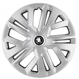 Set 4 capace roti raven gri r16 , pentru skoda alb negru