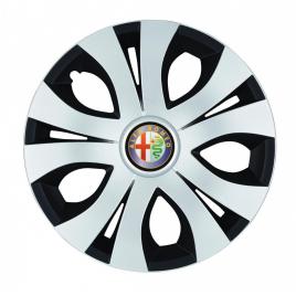 Set 4 capace roti top gri-negru r16, compatibil cu alfa romeo