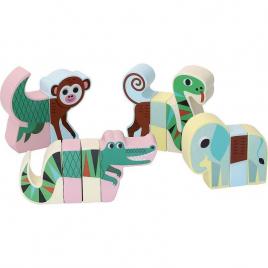 Set 4 animale magnetice din lemn jungla