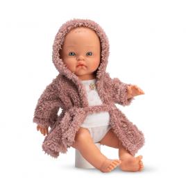 Bebelus alex cu halat roz 36 cm
