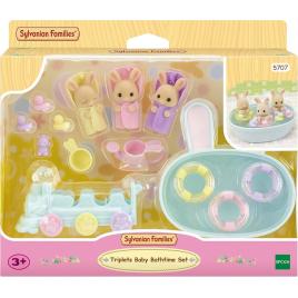 Set de joaca sylvanian families iepurasi tripleti cu accesorii baie