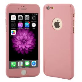 Husa full cover 360° (fata + spate + geam sticla) pentru apple iphone 6 plus / 6s plus, rose gold