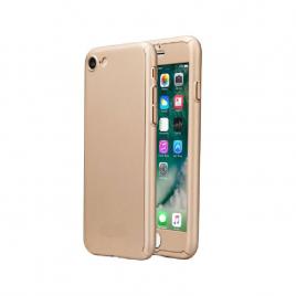 Husa iphone 7 full cover 360 + folie sticla, gold