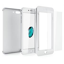 Husa mystyle fullbody silver pentru apple iphone 7 acoperire completa 360 grade cu folie de sticla gratis