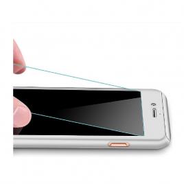 Husa pentru iphone 7 full cover 360 + folie sticla, silver