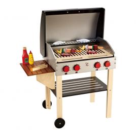 Set de joaca din lemn - gratar gourmet cu mancare 22 piese