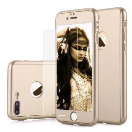 Carcasa 360 telefon apple iphone 6/6s plus ultrasubtire gold + folie sticla securizata
